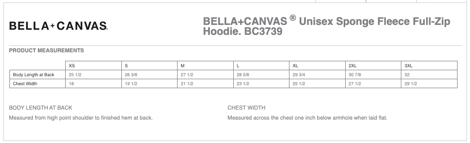 Bella Canvas Adult Full Zip