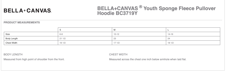 Bella Canvas Youth FH Hoodie